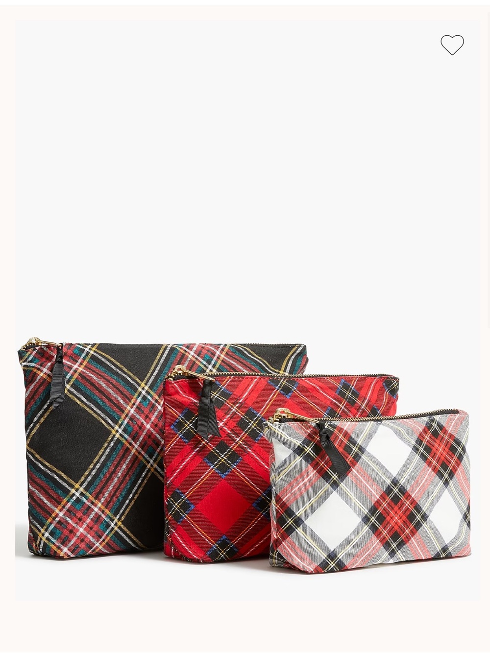 New J. CREW Tartan Plaid Canvas Pouch Set of 3